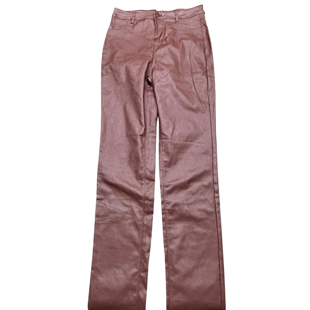 Fashion Nova Brown Faux Leather High Waisted Slim Leg Pants Size M ws